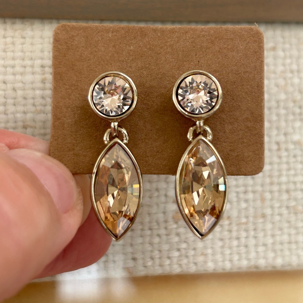 GIVENCHY Gold Swarovski Crystal Drop EARRINGS - Picture 10 of 10